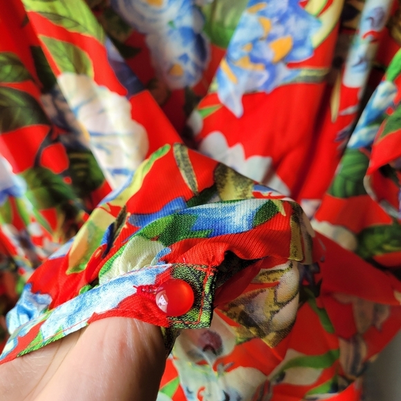 NWT Fashion Nova Orange Floral Small Long Sleeve Elastic Waist V Neck Romper - Picture 6 of 13